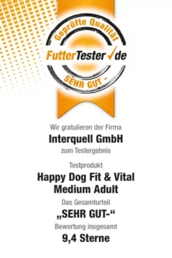 Happy Dog Fit & Vital Medium Adult -Miscota Soldes Boutique 06 FV MediumAdult Futtertest 636924df5a159 g