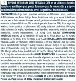 Advance Vet Diets Articular -Miscota Soldes Boutique 160877 8 9 g