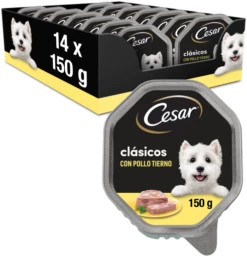 Lot 14 Cesar Nourriture Humide Pour Chiens à Saveur De Poulet Dans Une Cuve à Pâté