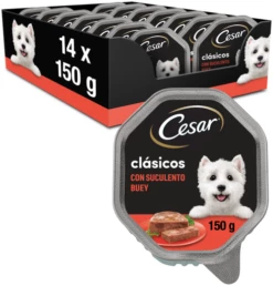 Lot 14 Cesar Nourriture Humide Pour Chiens à Saveur De Buf Dans Une Cuve à Pâté