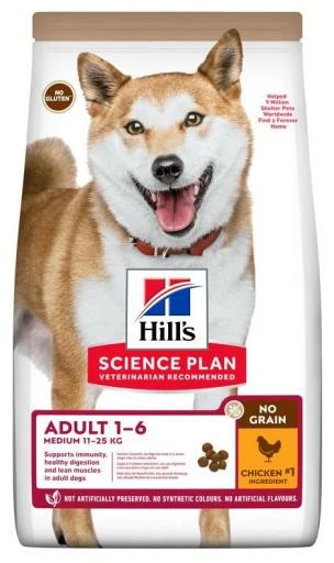 Hill's Science Plan No Grain Medium Adult Au Poulet Sans Céréales 3 Hill's Science Plan No Grain Medium Adult Au Poulet Sans Céréales
