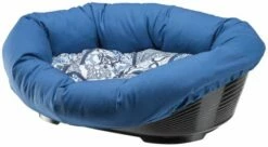 Ferplast Lit Ovale En Plastique Bleu Damas Avec Coussin